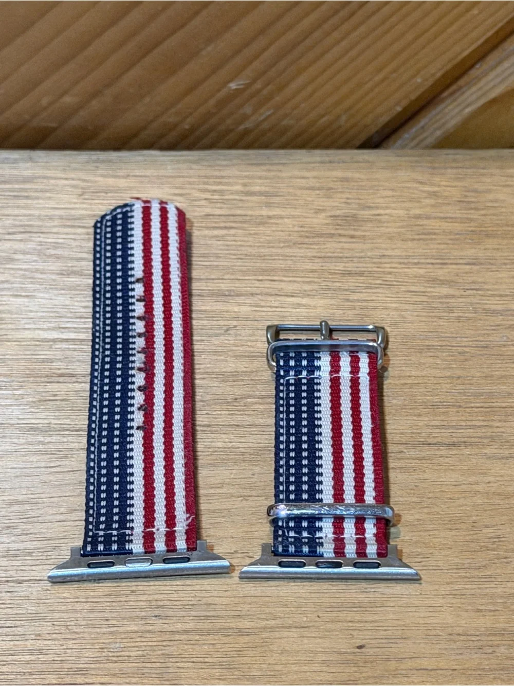 Apple Watch Ultra Band: Striped Red White Blue Nylon Watch Band